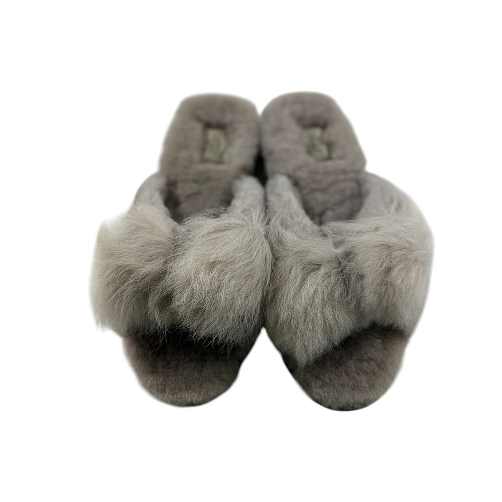 UGG Mirabelle Slipper Willow Grey Sheepskin Fluffy Bow Slide 1095102 Women 9 NEW